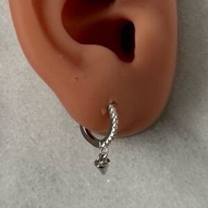 Sterling Silver Crystal Pave Huggie Hoop Spike Dangle Earrings 

Brand New